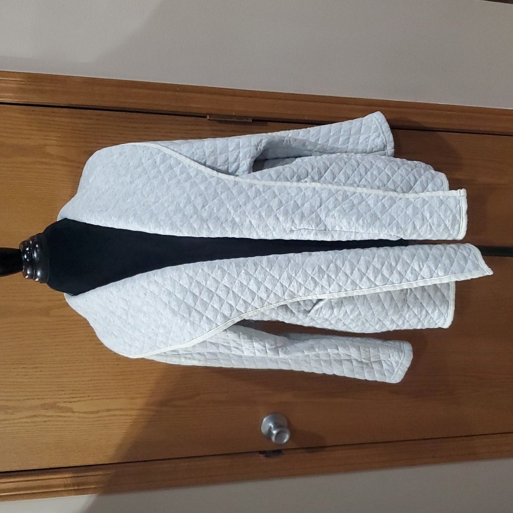 Marine Layer Light Gray Quilted Open-Front Jacket